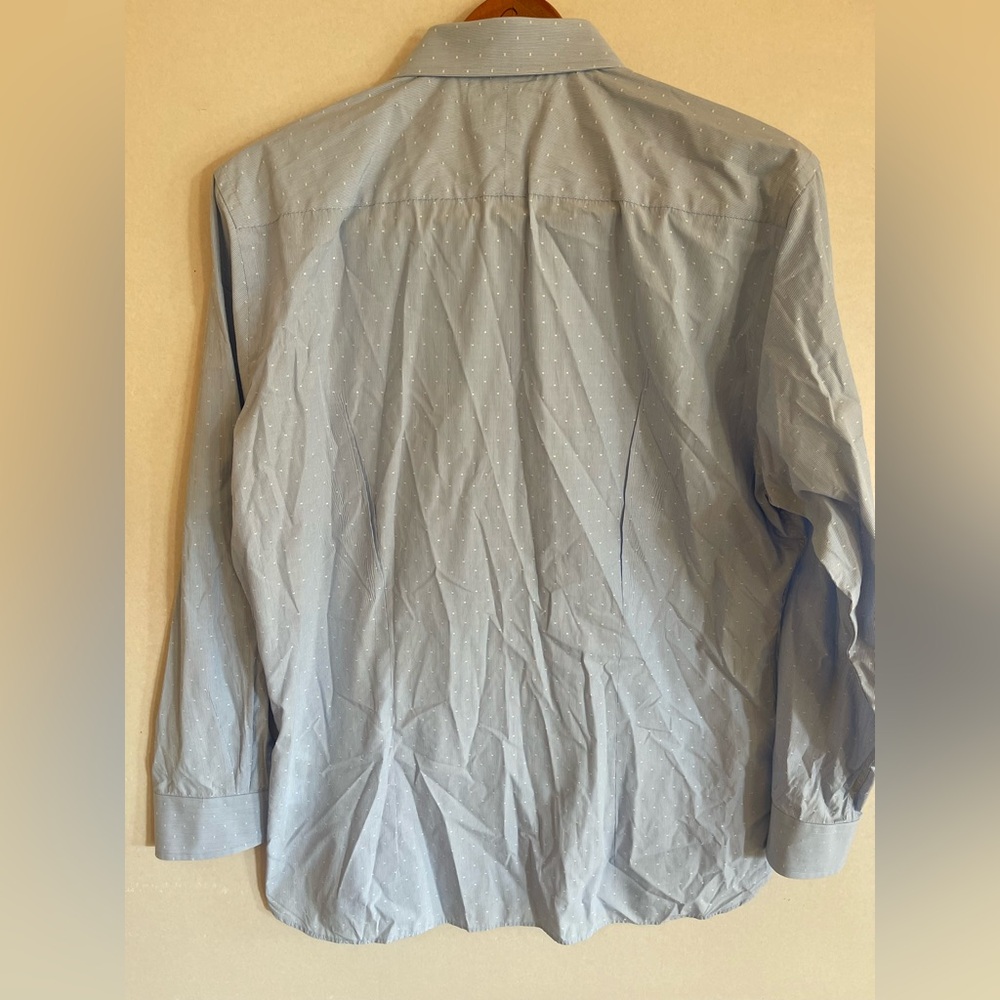 Ted Baker Endurance Blue Microstripe Dress Shirt – Floral Trim – Size 17 (34/35) - Picture 9 of 10